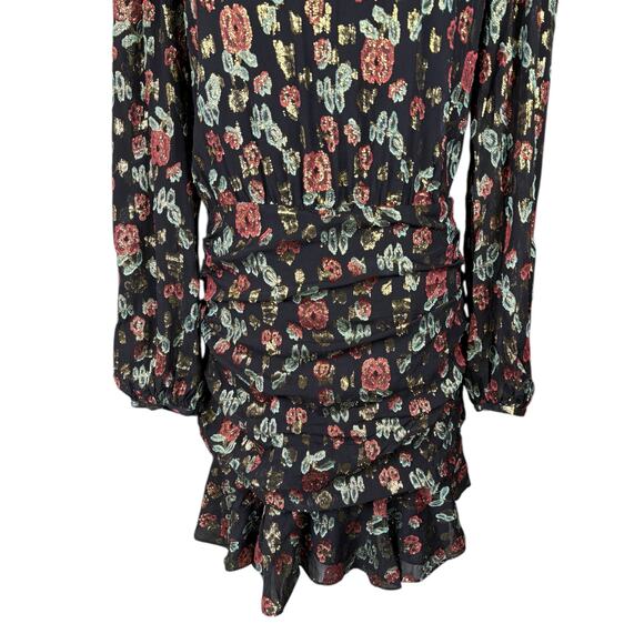 Veronica Beard Robin Silk Blend Jacquard Dress Women's 8 Gold Metallic Holiday - Picture 4 of 12